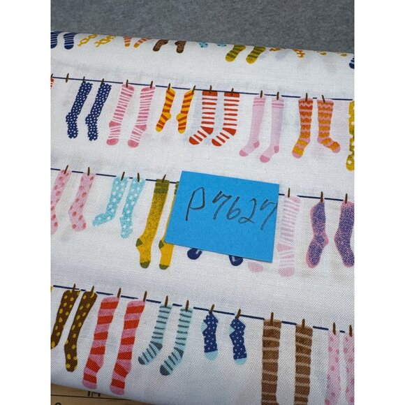 Windham Fabrics 1/2 yard Organic Cotton Fabric with Colorful Socks Pattern - Picture 8 of 8